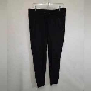 Velocity Womens Size Large Black Jogger Track Pants Pull-on Zipper Pockets